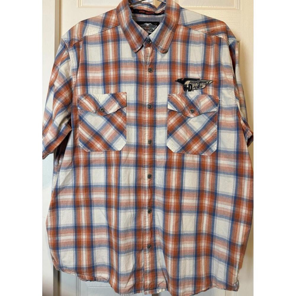 Harley-Davidson Men’s Button Down Short Sleeve Red Plaid XL